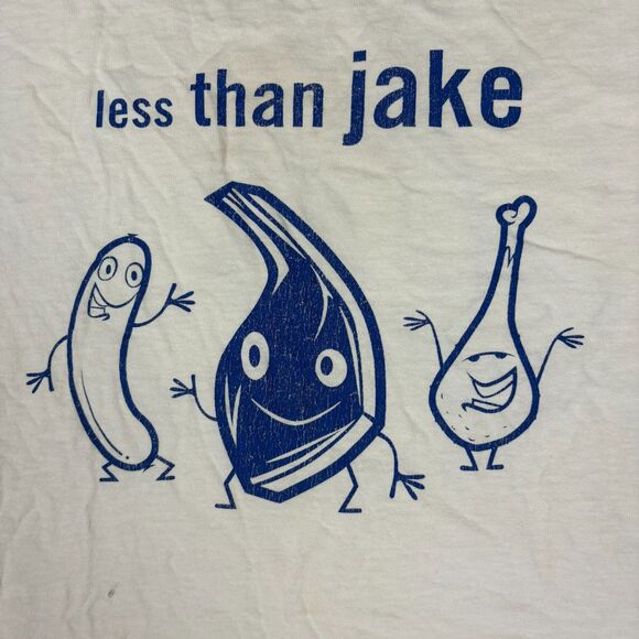 Vintage Less Than Jake T-Shirt M Eating Meat Tour Ska Band Tee 90s Tultex USA - Picture 4 of 8